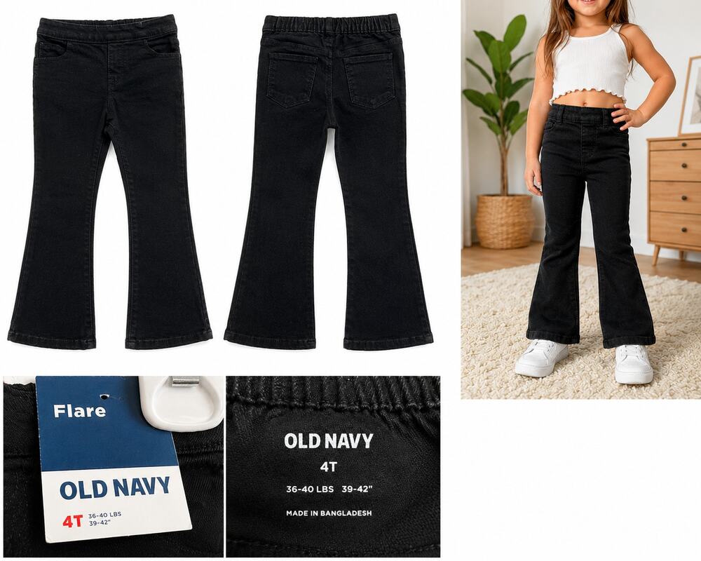 Old Navy Girls Black Flare Jeans – Size 4T – NWT (New With Tags)